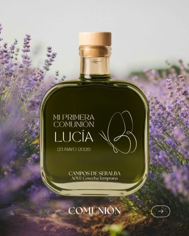 Botella de aceite de oliva personalizada para primera comunión
