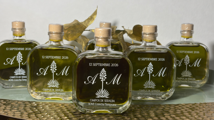 Botellas de AOVE personalizadas para boda con diseño exclusivo